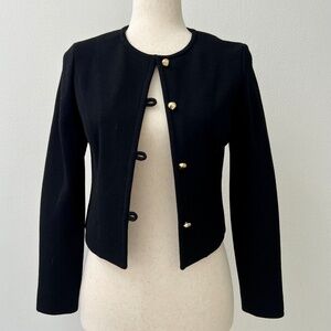 Vintage Pendleton Collarless Cropped Black Jacket - 100% Wool - Small